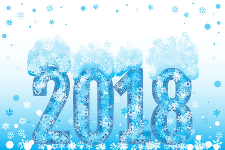 Vector 2018 New Year or Christmas design with snowflakesのイラスト素材