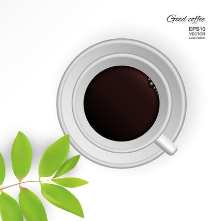 Coffee Americano in a White Cup Top View 3d Vector Illustrationのイラスト素材