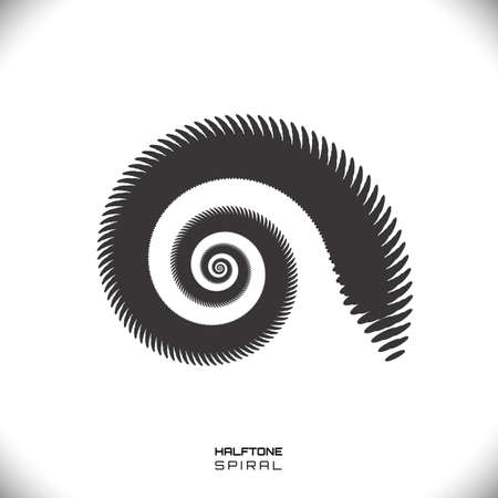 Abstract monochrome swirl or spiral form made with dots. Dotted spiral pattern. Vector eps8 black and white tornado illustrationのイラスト素材