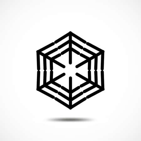 Snowflake Vector Icon Isolated. Black Frozt Symbol on White Background. Icy Snow Element for Winter Designのイラスト素材