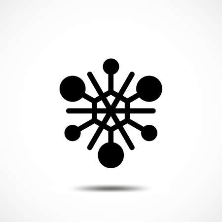 Snowflake Vector Icon Isolated. Black Frozt Symbol on White Background. Icy Snow Element for Winter Designのイラスト素材