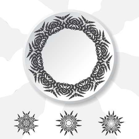 Vector flower mandala for coloring book and Indian design. Black and white Moroccan, Spain, Turkish, Pakistan, Ottoman pattern.のイラスト素材