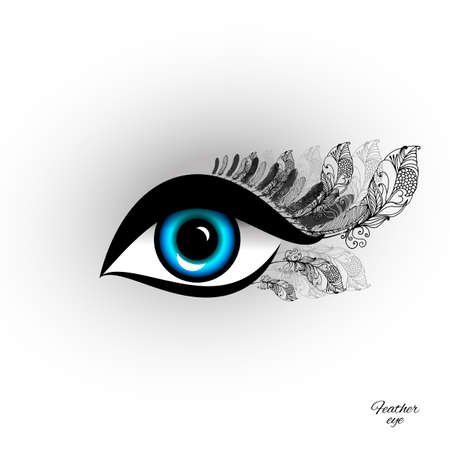 Beautiful feather eye with long eyelashesのイラスト素材