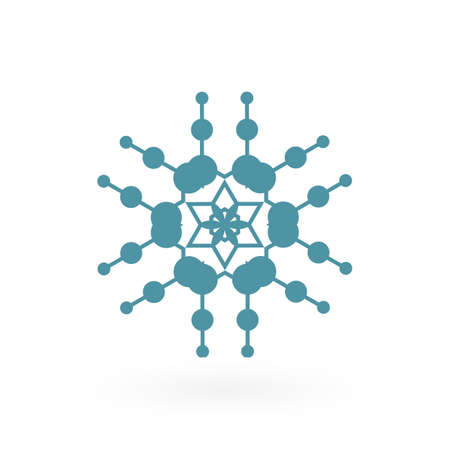 Snowflake vector icon isolated on white. Simple snow logo. Winter symbol for web designのイラスト素材
