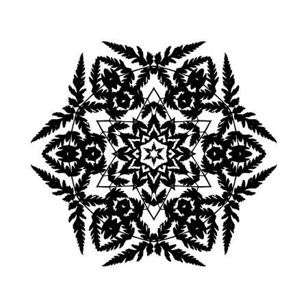 Vector Flower Mandala for Coloring Book and Indian Design. Black and White Moroccan, Spain, Turkish, Pakistan, Ottoman Pattern Isolatedのイラスト素材