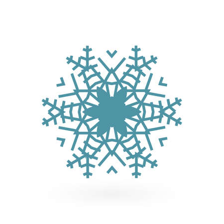 Blue snowflake vector icon isolated on white. Simple snow logo. Winter symbol for web designのイラスト素材