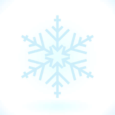 Blue snowflake vector icon isolated on white. Simple snow logo. Winter symbol for web designのイラスト素材