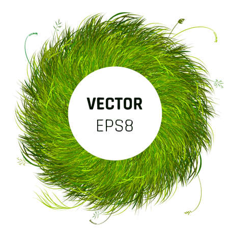 Green Grass Circle Background. Eco Home Concept. 3d Vector Illustrationのイラスト素材