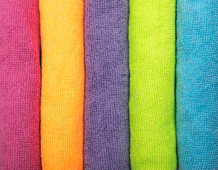Multicolored Microfiber Pattern. Microfibre Synthetic Fiber Background or Texture. Cleaning Cloth...