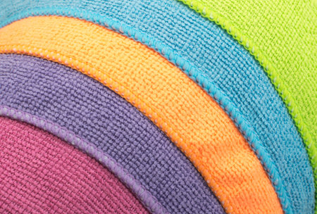 Multicolored Microfiber Pattern. Microfibre Synthetic Fiber Background or Texture. Cleaning Cloth...