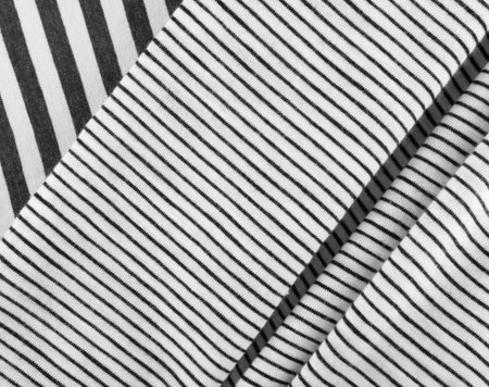 Diagonal Striped Cotton Fabric Background. Black and White Textile Pattern. Soft and Comfortable Natural Materialの写真素材
