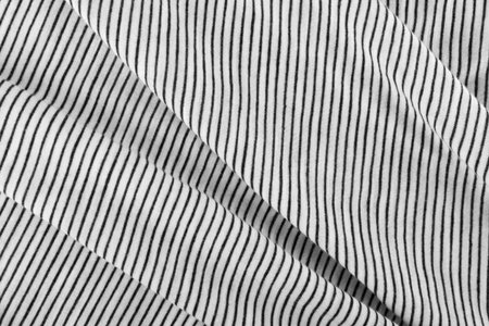 Diagonal Striped Cotton Fabric Background. Black and White Textile Pattern. Soft and Comfortable Natural Materialの写真素材
