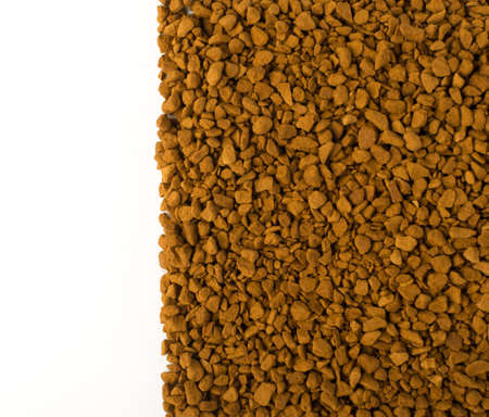 Pile of Instant Coffee Granules or Powder Isolated on White Background. Granulated Coffee Texture with Copyspace Top Viewの写真素材