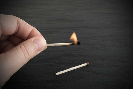 Burning Match and Flammable Matches House for Fire Insurance Illustrationの写真素材