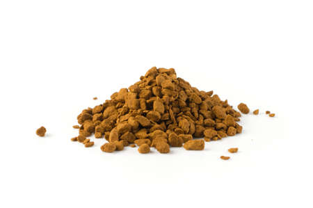 Pile of Instant Coffee Granules or Powder Isolated on White Background. Delicious Granulated Drinkの写真素材