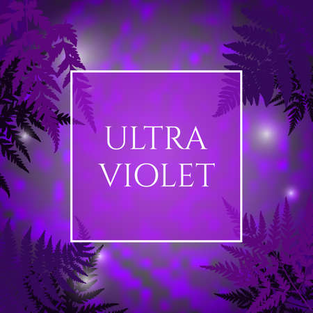 Beautiful ultra violet background with fern leaves elements. Trendy 2018 ultraviolet color creative texture with space for text.のイラスト素材