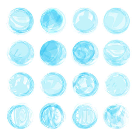 Simple watercolor circles or aquarelle blue pastel stains collection isolated on white background. Watercolour round backdrop template set vector illustration for easy editable designのイラスト素材