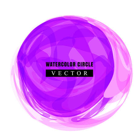 Simple watercolor circle or aquarelle round stain isolated on white background. Watercolour round backdrop template or acrylic vector illustration for easy editable designのイラスト素材