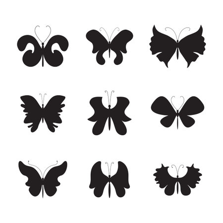 Vector Illustration of Summer Moth and Butterfly Icon. Set of Beautiful Butterflies Isolated on White Backgroundのイラスト素材