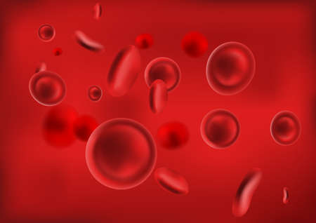 Erythrocyte or red blood cells background. 3d realistic vector picture of hemoglobin for hematology, microbiology health human illustrationのイラスト素材