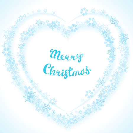 New Year or Christmas background with snowflakes border. Xmas vector illustration with blue snow flakes in white backgroundのイラスト素材