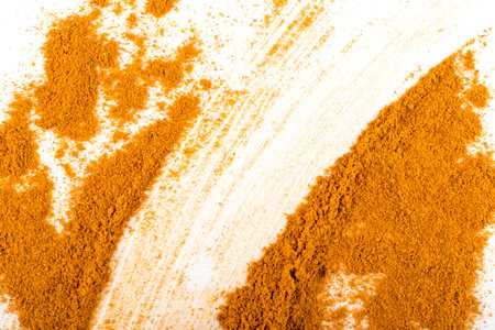 Smeared Mixture of Indian Spices and Herbs Powders with Cumin, Curry, Curcuma, Turmeric and Chilli...