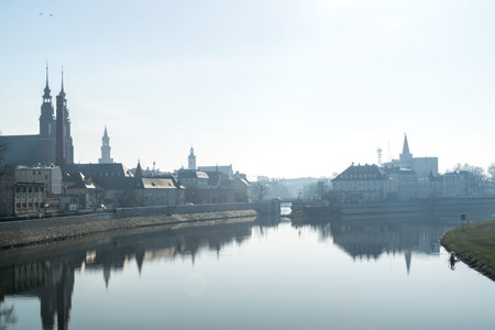 OPOLE, POLAND - February 16, 2019: River View in Opole City Center Near the Market Square also known...