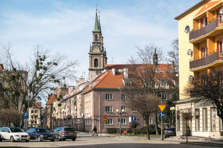 BRZEG, POLAND - March 17, 2019: Brzeg Historical City Center Near the Market Square. Editorial Image of Opole Voivodeship Townのeditorial素材