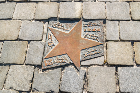 OPOLE, POLAND - February 16, 2019: Avenue of Stars in Opole City Center Near the Market Square....