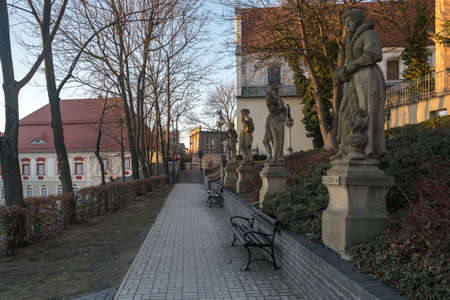 OPOLE, POLAND - February 16, 2019: Sculptures of the Seasons Near the University of Opole. Editorial Imageのeditorial素材