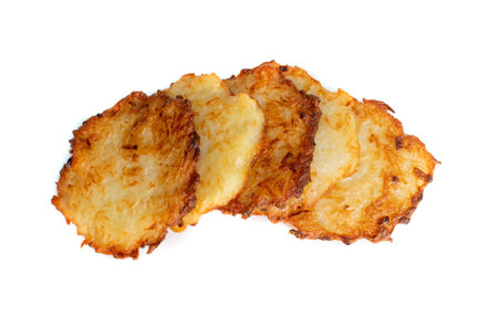 Fried grated potato pancakes or potato fritter with onion and seasoning