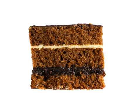 Traditional polish desert piernik, pryanik or sponge cake with spices and honey. Rectangular piece...