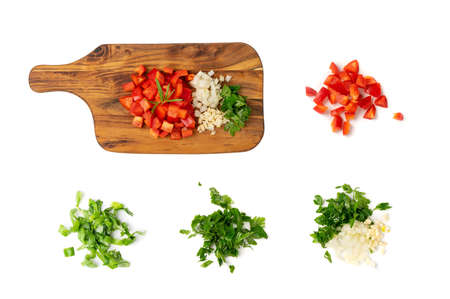 Scattered bulgur isolated on white background. Raw bulghur, dry cracked parboiled wheat groats, cereal food top viewの写真素材