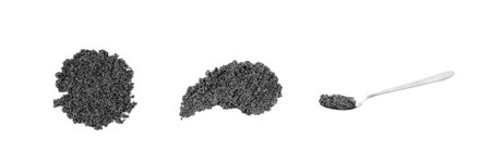 Small Black Caviar Isolated on White Background Top View and Close Up