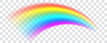 Realistic spectrum rainbow on transparent background. Rain bow arch vector illustration, multicolor unicorn rainbow with mesh brushes includedのイラスト素材