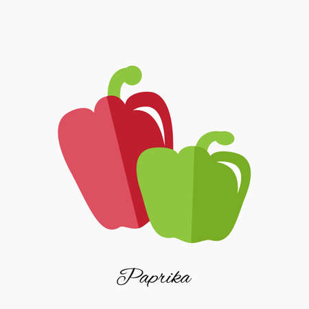 Paprika isolated on white background. Red sweet peppers vector icon in flat style, simple vegetable symbol, bell pepper sign, paprika silhouetteのイラスト素材