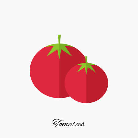 Tomatoes isolated on white background. Tomatoe vector icon in flat style, simple vegetable symbol, pomidor sign, silhouetteのイラスト素材