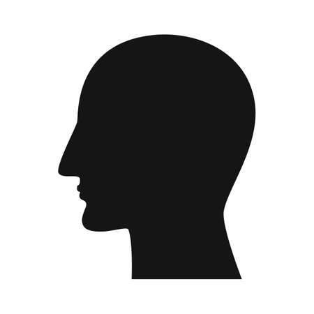 Human head profile icon. People face silhouette, unknown person sign, anonymous pictogram, black and white face avatarのイラスト素材