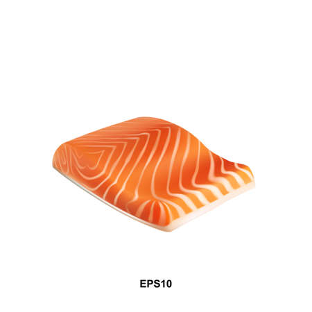 Raw Salmon Steak Vector Illustration. Thick Piece of Fresh Red Fish, Trout Slice Isolated on White Backgroundのイラスト素材