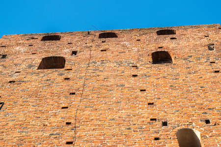Czersk, Poland - March 5, 2021: Ancient brick walls of Mazovian duke castle in Czersk. Ruins of an ancient fortress of Polish nobility, editorial imageのeditorial素材