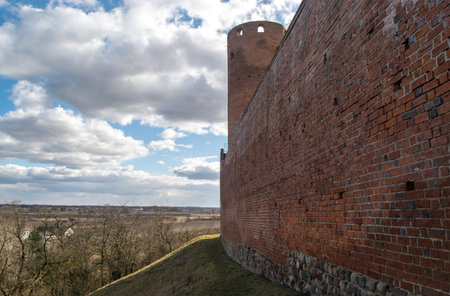 Czersk, Poland - March 5, 2021: Mazovian duke castle in Czersk. Ruins of an ancient fortress of Polish nobility, editorial imageのeditorial素材