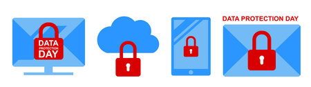 Data Privacy Day 26 January set. Protection and Security Concept Icons Collection. Information...