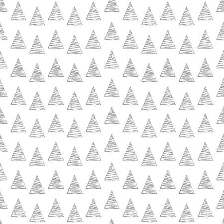 Hand drawn Christmas tree seamless pattern, sketch New Year tree print, doodle repetitive Xmas fir background, scribble winter forest wallpaper, noel fabric, Christmas tree wrapping seamless designのイラスト素材