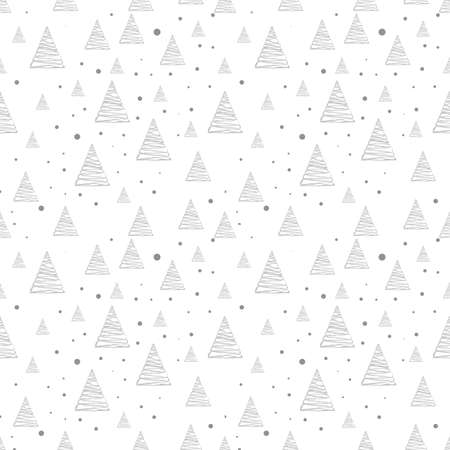 Hand drawn Christmas tree seamless pattern, sketch New Year tree print, doodle repetitive Xmas fir background, scribble winter forest wallpaper, noel fabric, Christmas tree wrapping seamless designのイラスト素材