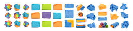 Set of Microfiber Cleaning Cloth. Blue, Green and Orange Textile Rags, Soft Absorbent Cleaning...