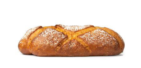 Homemade Freshly Baked Traditional Bread Isolated. Rustic Cereal Bread Loaf on White Background