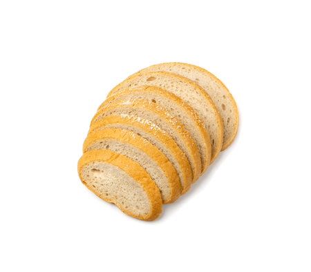 Supermarket Bread Loaf Slices Isolated. Soft White Sliced Bread, Loaf Pieces on White Background Top...