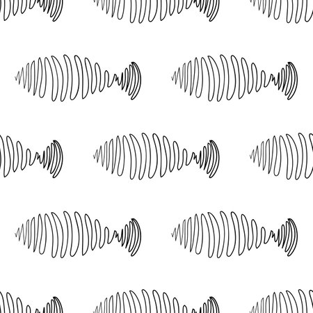 Hand drawn fishes seamless pattern. Sketched fish background, doodle sea tile, drawing fishing symbols, ocean fish vector illustrationのイラスト素材