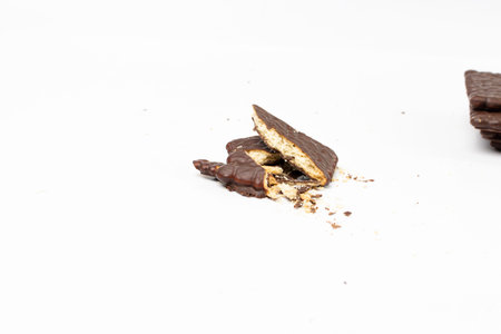 Broken Chocolate Biscuit Isolated, Black Square Cookie, Dark Soft Biscuits, Square Butter Cookies,...