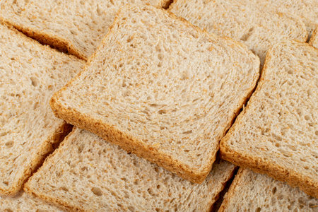 Whole Grain Healthy Sandwich Bread Texture Background Top View, Pattern of Brown Organic Cereal...